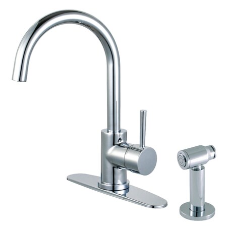 Gourmetier LS8571DLBS Single-Handle Kitchen Faucet with Brass Sprayer, Polished Chrome LS8571DLBS